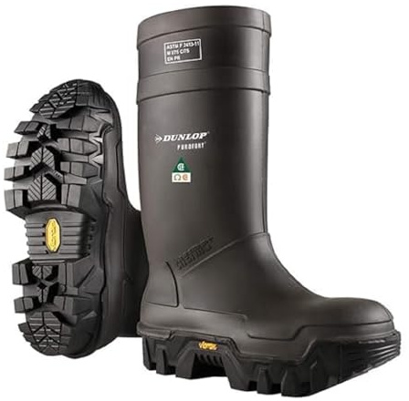 Dunlop Explorer Full Safety with Vibram Sole - Work boots for Men & Women - Waterproof Safety boots with Steel Toe - Rubber boots with cold insulation - Chemical and Slip Resistant - Black - Size 6-15