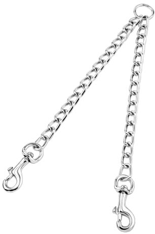 Doppelte Hundeleine, Kein Verheddern 360° drehbarer Doppelleine für 2 Hunde, Hochleistungs Stahl Kette Führen Wanderung Leine für Hunde Klein Mittlere und große Lauftraining (Silber, XS-2.5mm * 40cm)