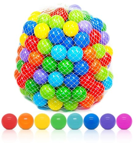 Playz Soft Plastic Mini Ball Pit Balls 50 Count - w/ 8 Vibrant Colors - Crush Proof, No Sharp Edges, Non Toxic, Phthalate & BPA Free for Baby Toddler Ball Pit, Play Tents & Tunnels Indoor & Outdoor