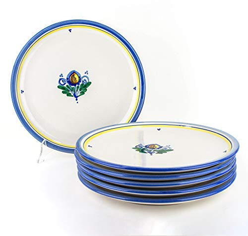 CEAR Céramique Lot de 6 assiettes à pizza faites à la main en céramique de Caltagirone, assiettes à pizza en céramique siciliennes