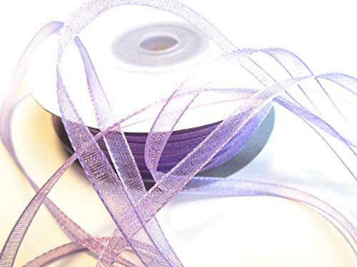 CaPiSo Organza -Schleifenband in 6mm Breite mit Webkante Organzaband Chiffon Chiffonband Durchsichtig Schleifenband (Flieder, 50m)