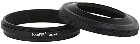 Haoge LH-X49B Pare-soleil 2 en 1 en métal ultra-fin avec bague d'adaptation pour appareil photo Fujifilm Fuji FinePix X100 X100S X100T X70 X100F DSLR Noir Remplace Fujifilm LH-X100 AR-X100 LH-X70