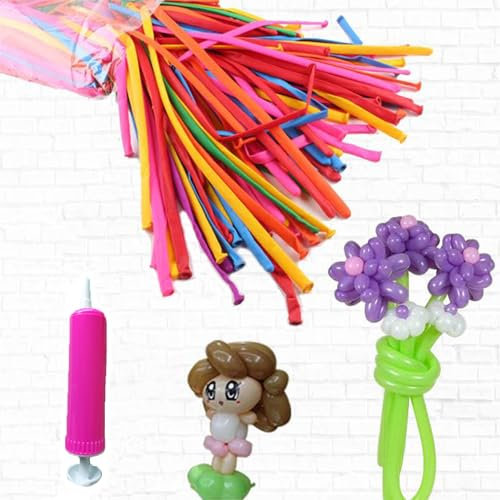Tinyuet Ballons Magiques, 100 PCS Ballons Tordus Longs avec Pompe à Main pour Modélisation Animale, Mariages, Anniversaires et Fêtes