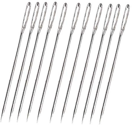 TOSSPER 30pcs / Set Agujas Grandes Piel de los Ojos Agujas de Coser de Acero Inoxidable Aguja de Coser Tapiz Mano Accesorios de Costura