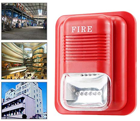 Allarme di protezione antincendio DC12 V/24 V, sistema di sicurezza allarme sirena con segnalatore stroboscopico, allarme acustico sirena 105 dB, ideale per gli uffici della scuola domestica