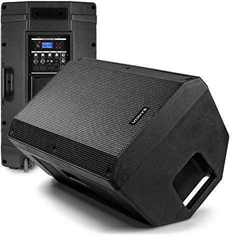VONYX VSA15BT Bluetooth Active Stage Monitor Pair - 15-Inch 2000W Foldback Monitor DJ PA Speaker Set with EQ, Remote & Mounting for Live Performance & Events