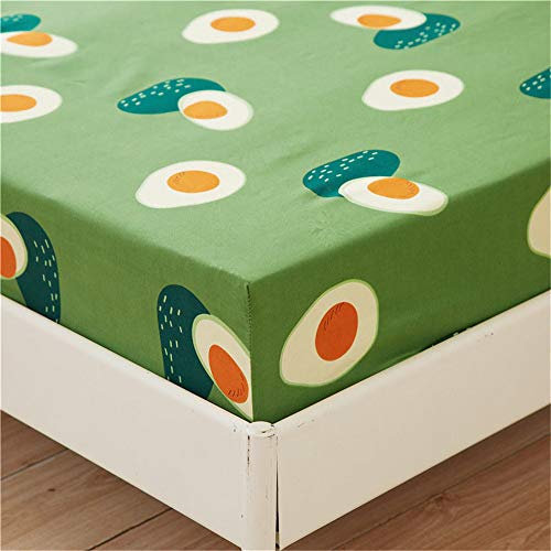 Treer Spannbettlaken mit Blumen Muster, Weiche Atmungsaktivem Hochwertiges Mikrofaser Spannbetttuch,Tiefe Tasche,Verfügbar in verschiedenen Größen (180x200x25cm,Grüne Avocado)