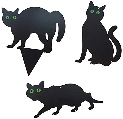 Vogelschreck Katzen, 3er Pack Metall Vogelscheuche Vogelabwehr Vogelschreck Garten Scarers Cat, Schwarze Katze Silhouette Gartendekoration
