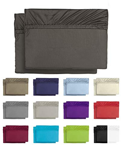 BaSaTex 2er Pack Microfaser Spannbettlaken, Spannbetttuch Doppelpack in vielen Größen und Farben Topper Boxspring 180x200 bis 200x200 cm Schwarz
