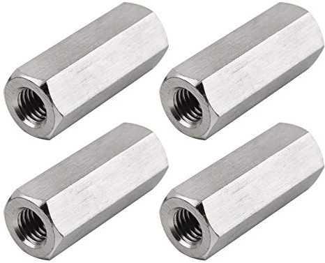 TOPPROS Pack of 4 M8 X 1.25-Pitch 40 mm Length Metric Hex Coupling Nut 304 Stainless Steel Rod Coupling Nuts