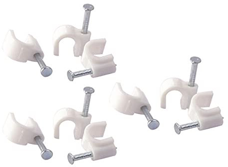 42 Pezzi Da 6mm Di Fermacavo con Chiodo, Graffette Clip per Cavi, Fermacavi Muro Rotondo, Tante Altre Misure Disponibili