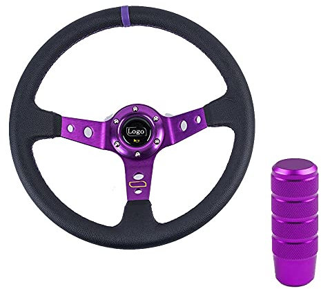 Sportlenkrad Universal 14 Zoll 350mm PVC. Auto Racing-Lenkräder Tiefmais driftet Sportlenkrad mit Umschaltknopf (Color : C)