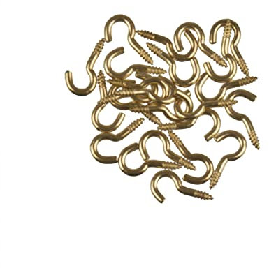 Rudolphs Schatzkiste Bastelzubehör Schraubhaken gebogenmm Messing (24 Stück) Höhe 1,5cm NEU Ösenschraube Eisenwaren Bastelmaterial