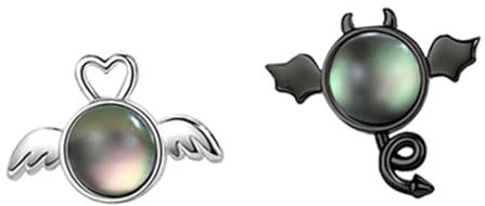 Zirkonia 925 Sterling Silber Ohrstecker - Asymmetrische Engel Ohrringe in Eleganter Silber Optik - Schmuck Geschenke für Damen, Mädchen, Mama, Tochter