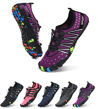 ziitop Chaussures de bain pour femme et homme,Séchage rapide,Chaussures aquatiques,Trous de drainage,Chaussures de natation,Unisexe,Pieds nus,Pour kayak, gym, trail, randonnée, Violet 2000, 41 EU
