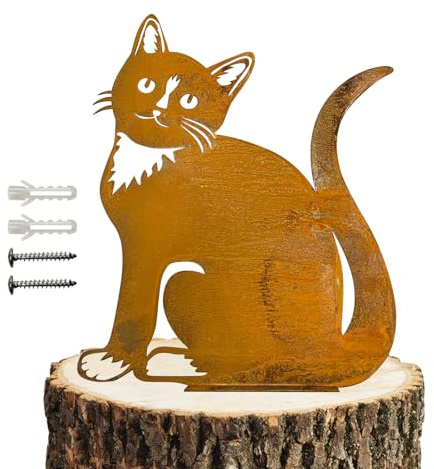 Chat rouillé, Décoration Jardin Chat Rouille, décoration Jardin Vintage, décoration Jardin Rouille, décoration Jardin Rouille, décoration Chat métal, décoration Jardin en métal, Bout de clôture