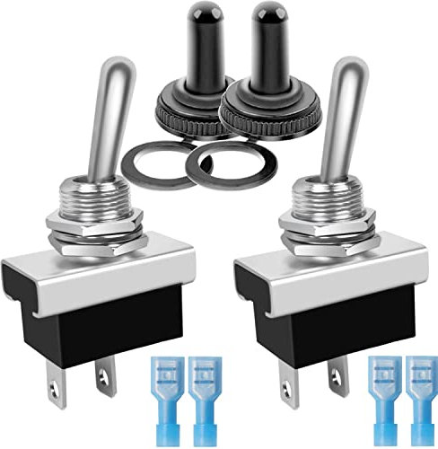 GUUZI 2 pezzi Interruttore a Levetta Impermeabile 12V-24V 25A 2 pin 2 Posizione SPST Interruttore a Levetta Acceso/Spento con Copertura Impermeabile per Camion Barca Auto