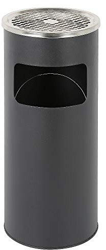 XDAILUYYDS Basurero de Acero Inoxidable Circular Vertical, Bote de Basura, Cubos de Basura para la Cocina, Basurero con Cenicero, para Interiores y Exteriores, Diseño de Barriles Dobles (Negro)