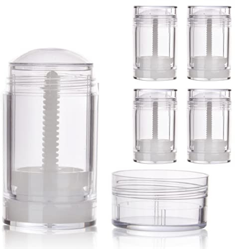 COSIDEA Deo-Behälter, transparent, rund, leer, 50 g, Bodenfüllung, große Twist-Up-Röhren für Haarwachs, 4 Stück