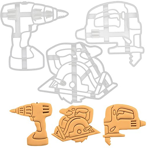BAKERLOGY Lot de 3 emporte-pièces électriques (perceuse électrique, scie circulaire et scie sauteuse) – Emporte-pièce détaillé pour pâtisserie et travaux manuels, idéal sur fondant, pâte, argile