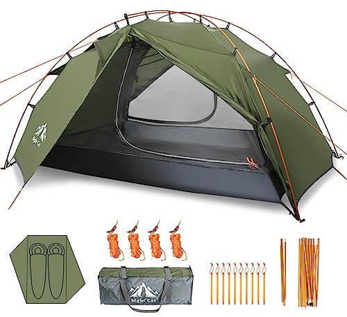 Night Cat Backpacking Tent 2 Person Lightweight Camping Tent with Foldable Pole, Lightweight Fast Setup Double Layers Waterproof Ultralight Tent Compact 7x4.4ft - Two Doors