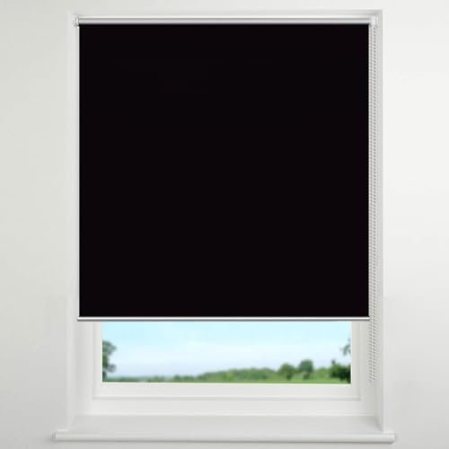 Verdunkelungsrollo Klemmfix Ohne Bohren 45 x 130 cm Blickdicht Hitzeschutz Verdunkelungsrollo Thermorollo Höhe Stufenlos Verstellbar für Fenster und Tür, Schwarz