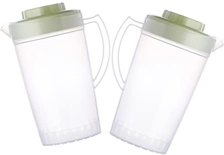 Didiseaon 2 Pièces Pichet à Boissons Capacité Importante Avec Couvercle Résistant Au Froid Pour Jus Et Thé Glacé Kettle Domestique Transparent Vert Usage Quotidien Familial