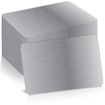 100 Stücke Metall Visitenkarten: 8.6x5.4cm 0.21mm Dick Visitenkarten Blanko Laser Gravierte Rohlinge, Aluminium Visitenkarte Blanko Karten für Haus Büro Kunden DIY Geschenkkarten