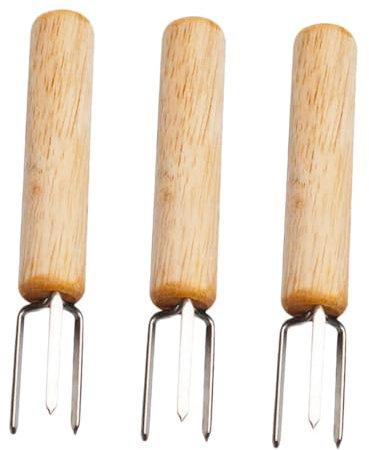 Toddmomy 3stücke Maisgabeln Mit Holzgriff Einfache Essgabeln Für Obst Und Desserts Nützliches Haushaltsgeschirr Für Grillen Und