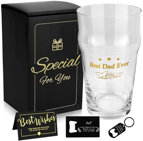 JOONYOEE Vasos de pinta de cerveza, regalos para papá, juego de regalo de cumpleaños personalizado para papá y hombres, ideas para el día del padre, regalos de hija, hijo, 19 onzas