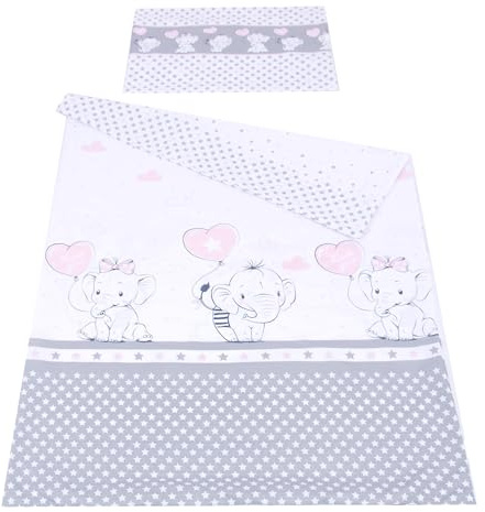 Babylux Bettwäsche Bezug 2 TLG. 100 x 135 cm / 90 x 120 cm Kinderbettwäsche Bettwäsche Kind Bettset Baby Babybettwäsche (112. Elephanten Coral, 100 x 135 cm)