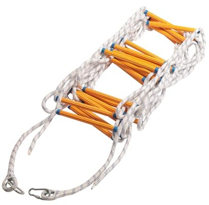 EGTink 3 m Leiter, Notleiter, Feuerwehrleiter mit 2 Haken, feuerfest und widerstandsfähig, belastbar bis 200 kg, für Erwachsene und Kinder