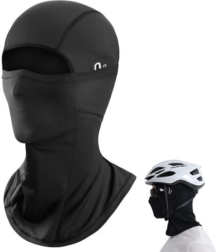 Schwarze Motorrad Haube - Sommer Sturmhaube Maske mit Halstuch, Radmütze, Balaclava, Unterziehmütze für Herren - Seide & Polyester - Fahrradhelm für Sommer & Herbst