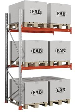 Kaiser + Kraft Palettenregal Space | Verzinkt/orange, HxBxT 3000 x 1940 x 1100 mm, Fachlast 2000 kg, Anbauregal