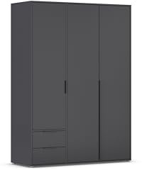 Rauch Möbel NAGATA, Kleiderschrank, Farbe Grau metallic, Breite 140 cm | Schrank, Mehrzweckschrank, 3-türig, 2 Schubladen, für Schlafzimmer, Kinderzimmer, Studentenwohnung, Garderobe, Homeoffice