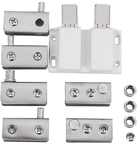 Hethlif Edelstahl Glas TüR Drehgelenk Doppelkopf Magnetverschluss Set für 5-8Mm Glas TüR