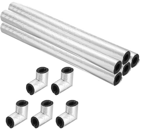 PATIKIL 0.6(15mm) ID 1.38(35mm) OD Pipe Insulation Foam Tube Set, 10Pcs 1.3Ft Self Adhesive Pre Slit Pipe Insulation Tube Cover Wrapping with Elbow Foam Tube for Winter Irrigation