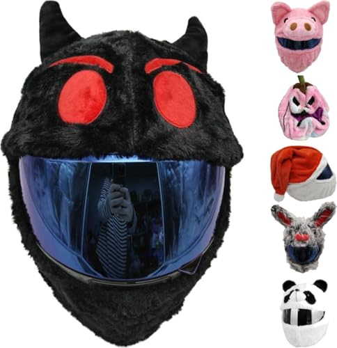 Motorradhelm-Überzüge, geeignet für die meisten Integralhelme, dekorativer Tier-Plüsch-Motorradhelm-Überzug für lustige Fahrten und Geschenke, kleiner Teufel