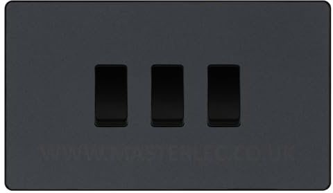 BG Evolve Matt Grey 3 Gang Triple Light Switch Double Format