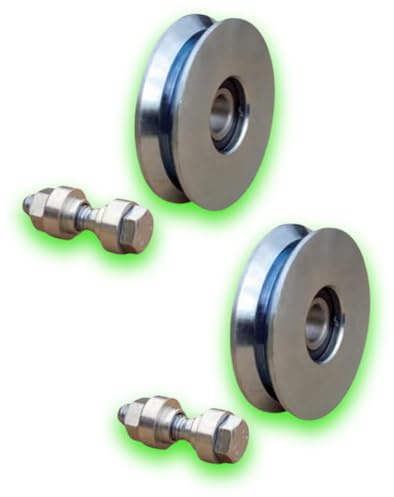 DECO FER FORGE- Roues Galet de Portail Coulissant avec Rainure Gorge V - Roulette Portail avec Boulon à Visser - Diamètre de la roue Ø 60 mm- Roulette Charge Lourde Capacite 100 kg- Porte coulissante