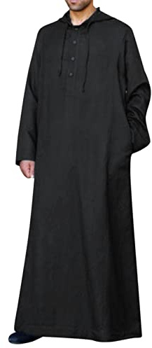 RUMAOZIA Arabische Kleidung Herren Muslim Kaftan Abaya Herren Gewand Robe Crew Stehkragen Thobe Arabisch Gebet Eid Kleidung Islamische Kleidung Aus Dem Nahen Osten Gebetskleidung für Männer