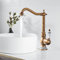 DOKKOME Wasserhahn Küche Retro Messing Armatur Bad Mittelalter Küchenarmatur Hoher Bogen Mischbatterie Spültischarmatur Faucet Vintage Braun