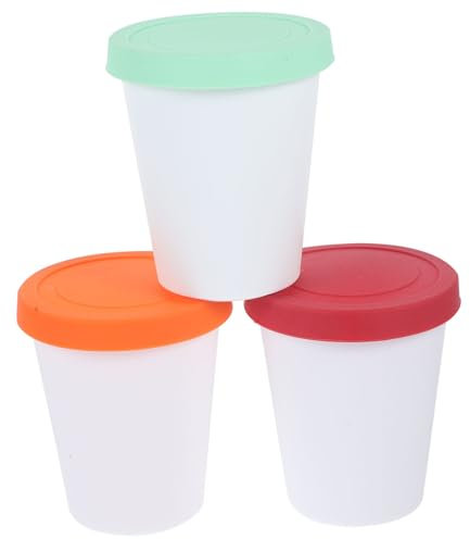 OFFSCH 3piezas Cubo De Helado Reutilizable De Contenedor Para Helado Casero Soporte Para Yogur Recipiente Tapa Para Comida y Postres Para Congelador