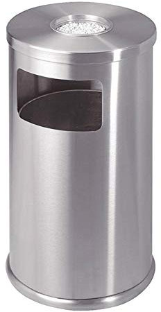 JKJZSALJ Cubos De Basura Grandes De Metal con Apertura Lateral, Cubos De Basura Industriales con Cenicero para Uso Interior, Exterior O Comercial, Verde, Plateado, Blanco, 38 X 75 Cm