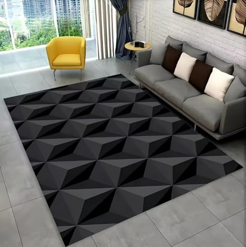 3D Geometrie Optical Illusion Aurora Bereich Teppich, Flanell Teppich Teenager Schlafzimmer Decor Carpet Vision Muster Illusion Teppich Wohnzimmer, Teppich für Gaming-Stuhl, 160x230 cm, Color 2