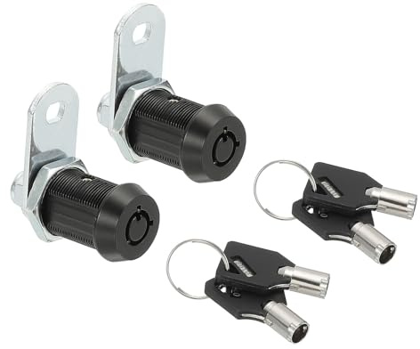 PATIKIL 1-1/8 tum skåp kamlås, 2-pack Keyed Alike skåp kamlås ersättning zinklegering förvaringslås för låda husbil förvaring brevlåda verktygslåda, svart