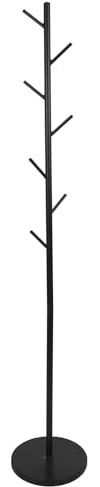 HOME DECO FACTORY - Portemanteau Design Moderne Épuré avec Crochets Solides - Installation Facile - Idéal pour Entrée ou Couloir - Noir - 27x173x27 cm - Modèle LOKA