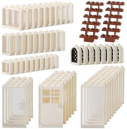 Feleph Finestre e porte 118 pezzi Set di mattoncini per case città architettura accessori City MOC parti per bambini Compatibile con grandi marche, nero