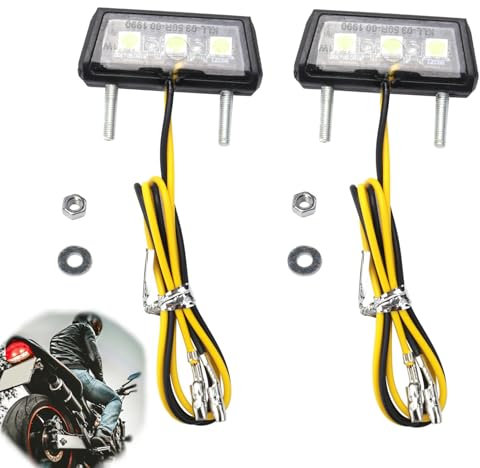 Greacesrio 2 Pezzi Luce targa per moto, 12V universale per motocicletta LED fanale posteriore fanale posteriore targa, luce bianca