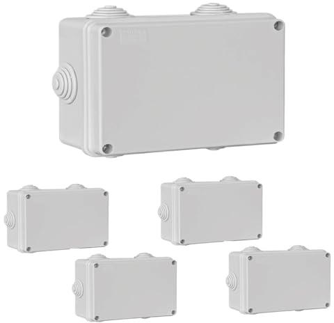 Scatola di derivazione esterna stagna con passacavi in gomma 12x8x5 cm 6 passacavi IP55 coperchio a viti in metallo kit 5 pezzi